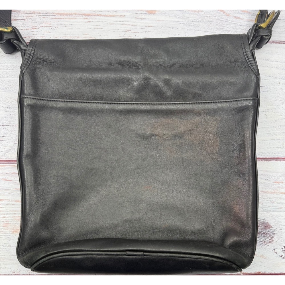 Vintage‎ Coach 4115 Whitney Flap Crossbody Shoulder Bag Black Leather Brass USA - Picture 4 of 12